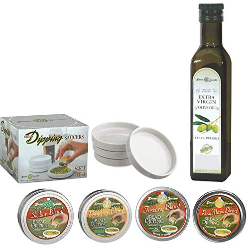 Dean Jacob's 9 piece Collection with 4 Bread Dipping Tins, Saucers & Cold Pressed Olive Oil