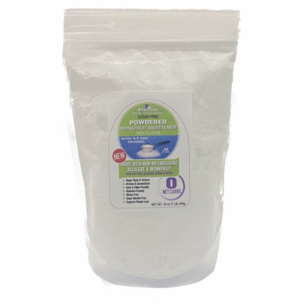 Powdered New Monkfruit & Allulose Sweetener, NET WT. 1 LB (453G)