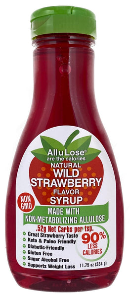 Natural Wild Strawberry flavored Non-GMO All-u-Lose Syrup - 11.75oz Bottle
